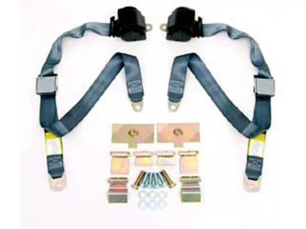 Modern retractable three-point shoulder seat belt kit for classic Corvette safety upgrade