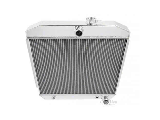Champion 3-row aluminum radiator for 1955 to 1957 Chevy V8 models with direct-fit cooling performance