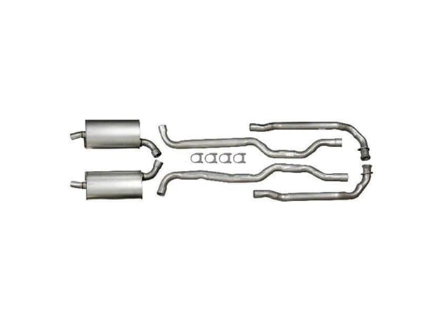 1963 Corvette header-back exhaust system with dual mufflers and piping for small-block performance and restoration