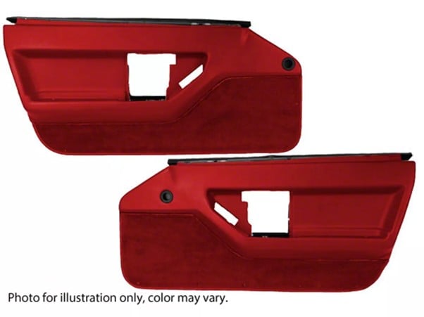 Red classic Corvette door panel set (driver and passenger side) with molded design for interior restoration