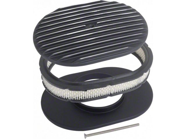 12 Oval Finned Aluminum Air Cleaner Assembly with Black Finish