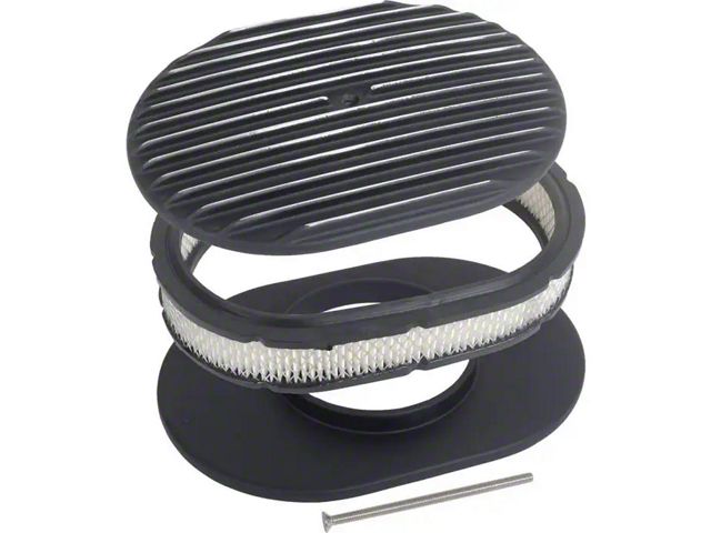 12 Oval Finned Aluminum Air Cleaner Assembly with Black Finish
