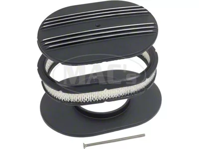 12 Partial-Finned Aluminum Oval Air Cleaner Assembly with Black Finish