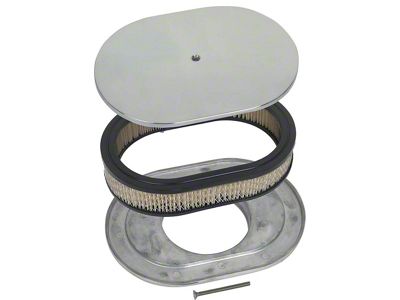 12 Polished Aluminum Oval Air Cleaner Assembly with Element