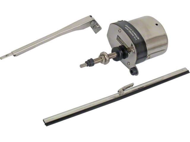 12 Volt Wiper Kit With Motor, Arm, And Blade, Stainless Motor Cover
