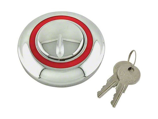 Gas Cap - Locking/ Chrome With Red Outline