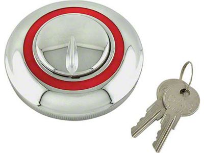 Gas Cap - Locking/ Chrome With Red Outline