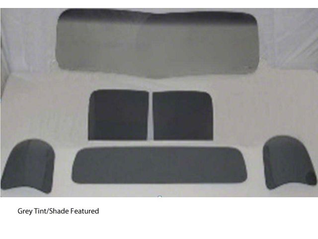 1947-1950 Chevy-GMC Truck Glass Kit-One Piece V-Bend Windshield Small Rear Glass, Grey Tint With Shade Band
