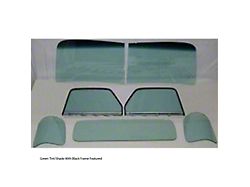 1947-1950 Chevy-GMC Truck Glass Kit-Two Piece Windshield, With Small Rear Glass And Assembled Door Glasses-Chrome Frames, Clear