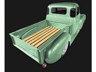 1947-1951E Chevy-GMC Short Stepside Bed In A Box Kit With Unfinished Pine, Plain Steel Strips And Zinc Coated Hardware