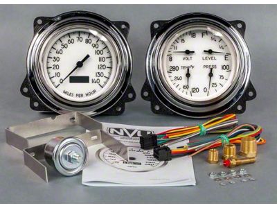 1947-1953 Chevrolet Truck New Vintage USA 1940 Series 2 Gauge Kit - Programmable 140 MPH Speedometer - Quad GaugeFuel, Battery, Water Temp. and Oil Pressure - White