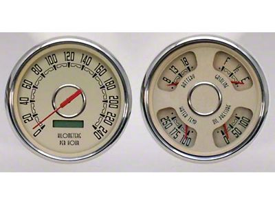 New Vintage Woodward 3-1 Gauge Kit 240 Fuel 47-53 Chevy/GMC Truck (Beige)