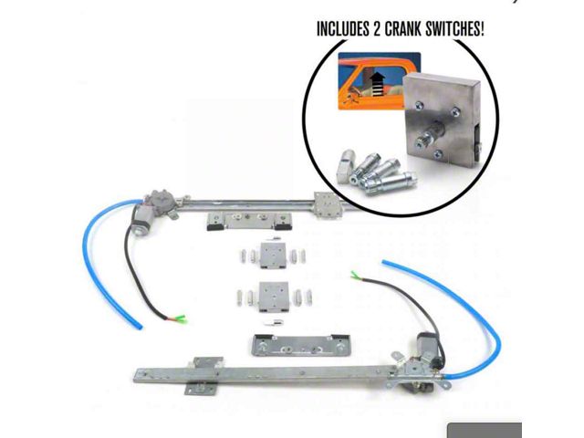 1947-1987 Chevy-GMC Truck Power Window Conversion For Models With Flat Glass, Billet Power Cranks