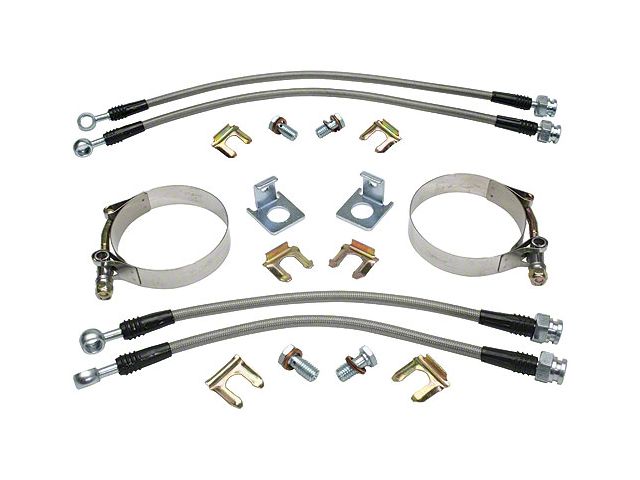 1947-1998 Chevy-GMC Truck Disc Brake Hoses, Front & Rear, Braided Stainless Steel,7/16