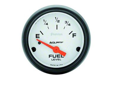 Auto Meter Phantom Series 2-1/16-Inch Fuel Level Gauge; 0 ohm Empty to 90 ohm Full
