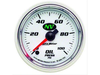 Auto Meter NV Series 2-1/16-Inch Oil Pressure Gauge; 0-100 PSI; Digital Stepper Motor