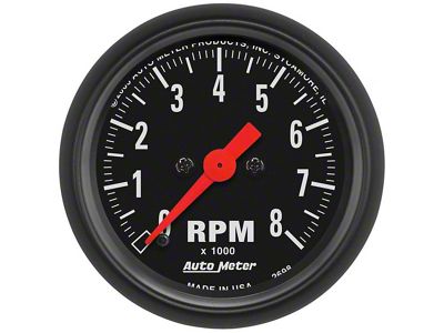 Auto Meter Z-Series 2-1/16-Inch In-Dash Tachometer; 0-8000 RPM