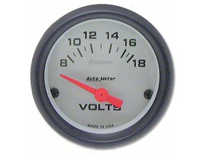 Auto Meter Phantom Series 2-1/16-Inch Voltmeter Gauge; 8-18V