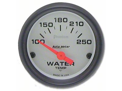 Auto Meter Phantom Series 2-1/16-Inch Water Temperature Gauge; 100-250 Fahrenheit