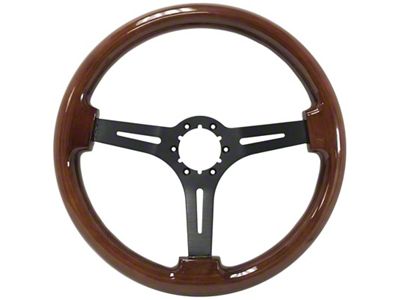 CA Steering Wheel, Mahogany w/Black Spokes,67-82
