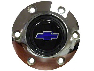 Steering Wheel Horn Cap S6 Chrome/Blue Bowtie