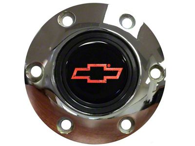 Steering Wheel Horn Cap S6 Chrome/Red Bowtie