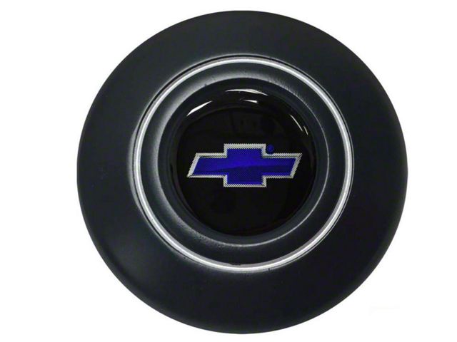 Steering Wheel Center Horn Cap Blk Satin/Blue Bowtie
