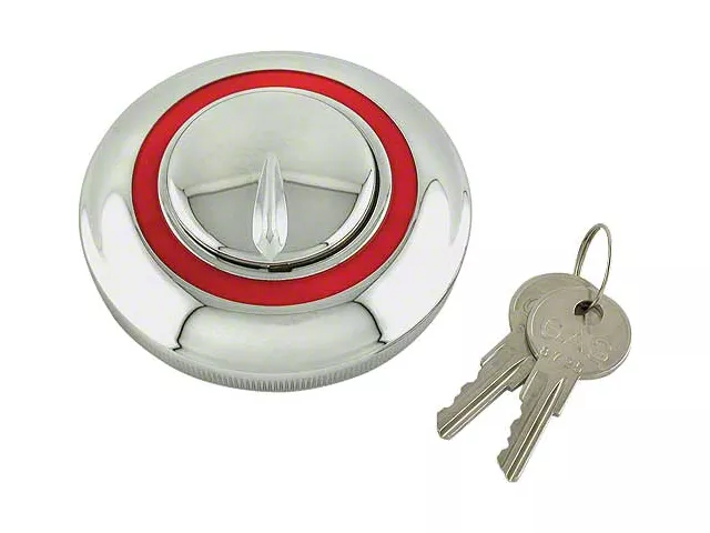 Gas Cap - Locking/ Chrome With Red Outline (Also Pickup Truck)
