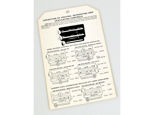 1949-1950 Chevy Heater Instructions Tag