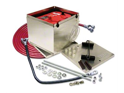 1949-1952 Chevy Single Trunk Mount Battery Relocator Kit, Aluminum Box With 2 Gauge Battery Kit, Taylor 48201