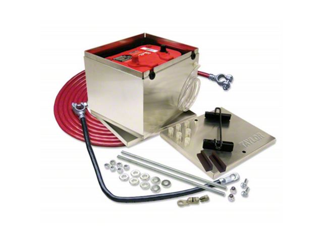 1949-1954 Chevy Single Trunk Mount Battery Relocator Kit, Aluminum Box With 1 Gauge Welded Battery Kit, Taylor 48204