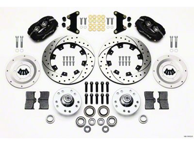 1949-1954 Wilwood Forged Dynalite Big Brake Front Brake Kit, Drilled & Slotted Rotors, Black Calipers