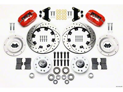 1949-1954 Wilwood Forged Dynalite Big Brake Front Brake Kit, Drilled & Slotted Rotors, Red Calipers