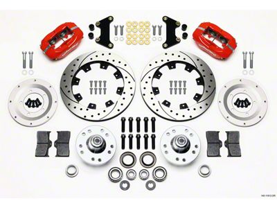 1949-1954 Wilwood Forged Dynalite Big Brake Front Brake Kit, Drilled & Slotted Rotors, Red Calipers