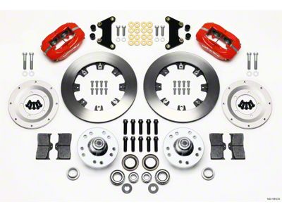 1949-1954 Wilwood Forged Dynalite Big Brake Front Brake Kit, Plain Rotors, Red Calipers