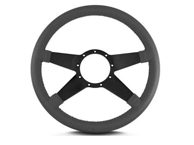 1949-1994 Chevy-GMC Truck Lecarra Standard Steering Wheel-14, Black Spokes, Dark Grey Leather Wrap