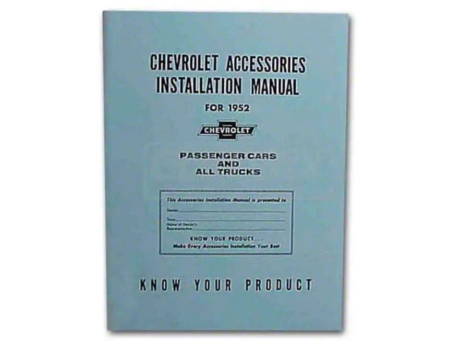 1952 Chevy Truck Accessories Installation Manual