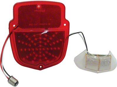 1953-1956 Ford Pickup Truck LED Tail Light Lens - Left - 12 Volt - ShieldType - Red Polycarbonate Lens - 54 LEDs - Flareside Pickup