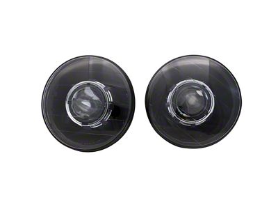 1953-1957 Corvette 7 Inch Round Projector Headlights With 64mm Projector Black