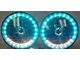 7 Round White Diamond Multi Color Halo Headlight W/Signal