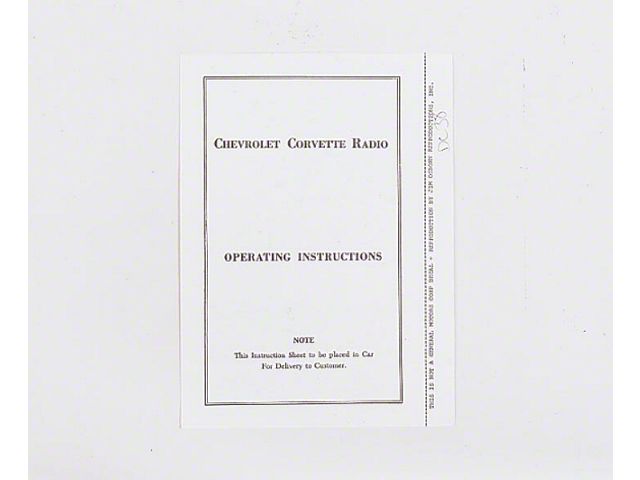 1953-1957 Corvette Radio Instructions Booklet