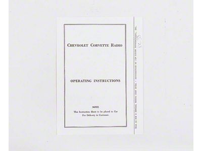 1953-1957 Corvette Radio Instructions Booklet