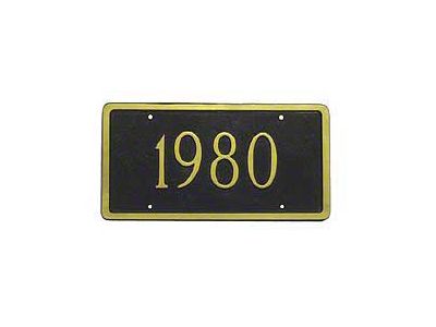 1953-1996 Corvette Gold Tone License Plate With Car Year