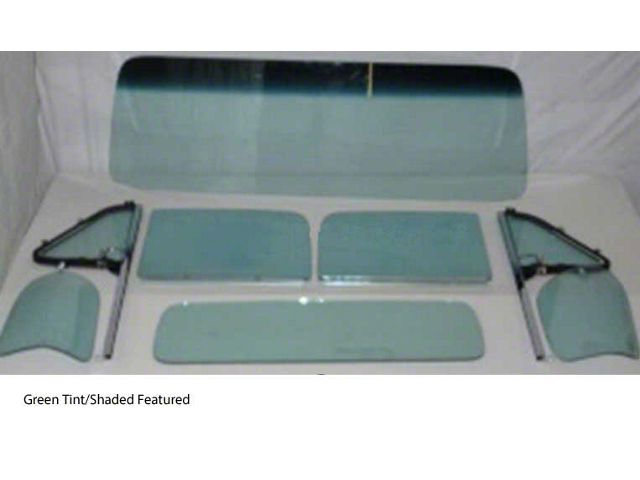 1954 Chevy-GMC Truck Glass Kit With Vent Window Assemblies With Posts, Door Glass In Channel, Small Back Glass-Grey Tint With Shade Band