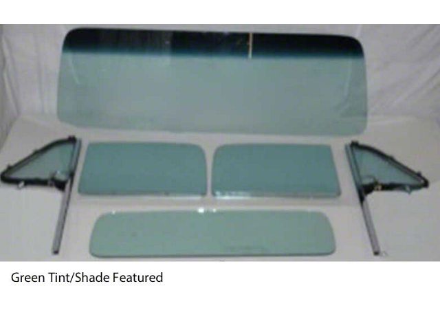1954 Chevy-GMC Truck Glass Kit With Vent Window Assemblies With Posts, Door Glass In Channel, Standard Back Glass-Grey Tint With Shade Band