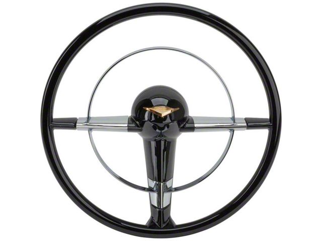 15-Inch Steering Wheel; Black with Chrome Horn Ring (55-56 150, 210, Bel Air, Nomad)