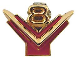 1955-1956 Ford Thunderbird Dash Emblem, Y Block V8 Engine Logo, Attaches To Glove Box Aluminum Trim