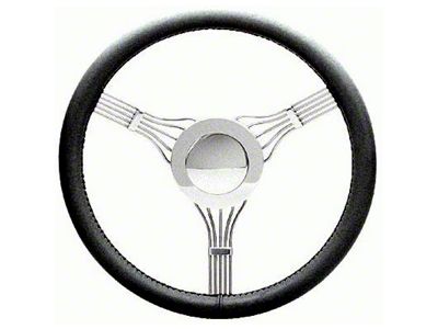 1955-1957 Chevy Banjo Steering Wheel With Horn Button - Black Leather Flaming River
