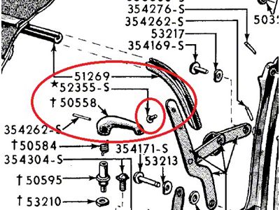 1955-1957 Ford Thunderbird Convertible Top 3 Bow Screw