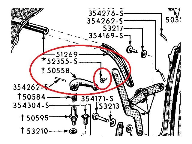 1955-1957 Ford Thunderbird Convertible Top 3 Bow Screw